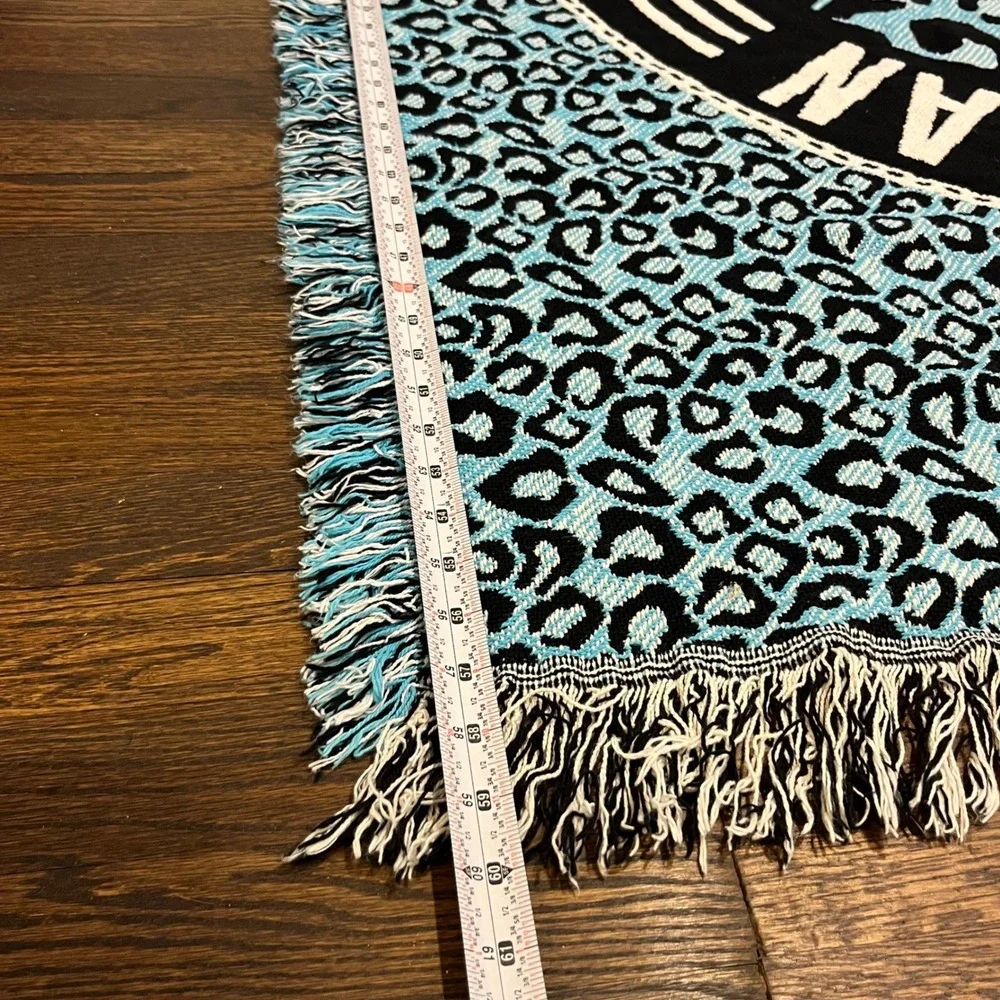 Ed Sheeran Divide World Tour Throw Blanket Blue White Leopard Print 4'x5'